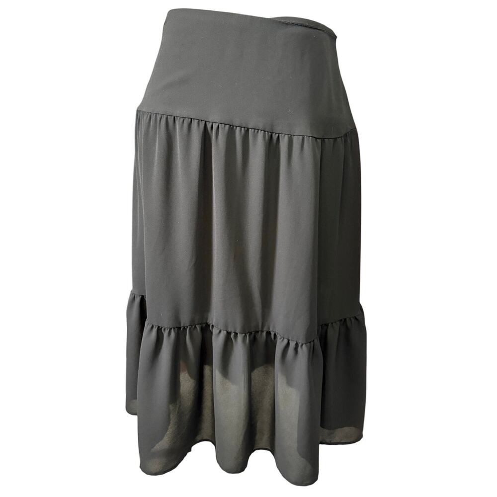 Banana Republic Black Tiered Midi Skirt Size 6 Lined Flowy Whimsygoth